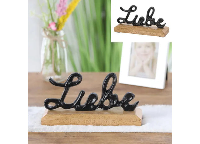 Kleiner Liebe Schriftzug auf Standfuß, Dekorativer Wohnakzent, ca. 15cm hoch TK Gruppe® Grosshandel 