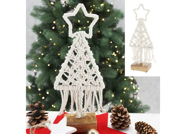 Kleiner Makramee-Baum auf Sockel, 30cm Hoch - Dekorativ & Modern TK Gruppe® Grosshandel 