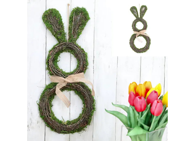 Kleiner Moos-Hase als Türhänger, 50 cm Höhe - Niedliche Osterdeko TK Gruppe® Grosshandel 