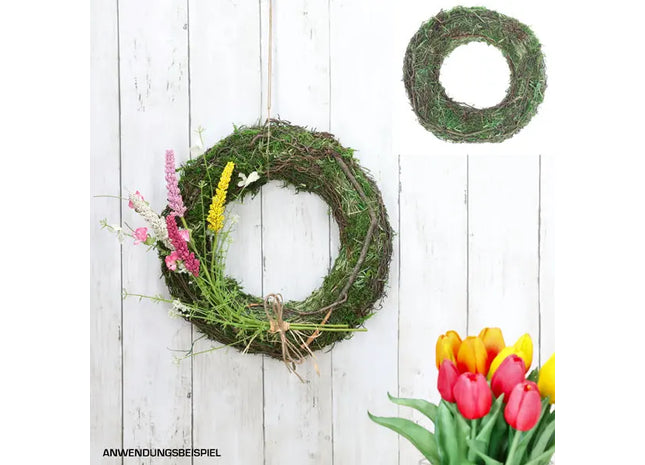 Kleiner Natur-Mooskranz, Grün-Braun, 25 cm Durchmesser - Öko-Dekor TK Gruppe® Grosshandel 