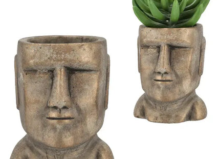Kleiner Pflanztopf Moai-Kopf in Gold, Feine Ausführung, 17 cm Höhe TK Gruppe® Grosshandel 