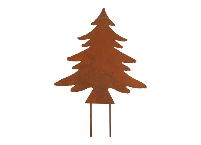 Kleiner Rostiger Tannen-Pflanzstecker, Garten-Deko, ca. 25 cm Höhe TK Gruppe® Grosshandel 