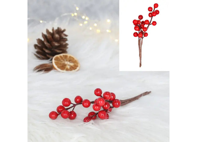 Kleiner Roter Beerenzweig, Dekoratives Element, Ca. 20cm Hoch TK Gruppe® Grosshandel 