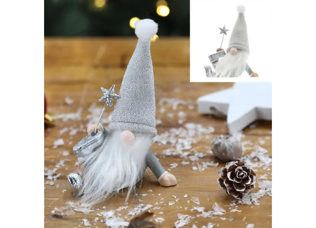 Kleiner Sitzender Deko-Wichtel, 9,5 cm Hoch, Charmantes Accessoire TK Gruppe® Grosshandel 