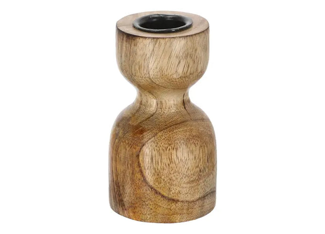 Kleiner Stabkerzenhalter aus Mangoholz, 10cm - Elegantes Dekorationsstück TK Gruppe® Grosshandel 
