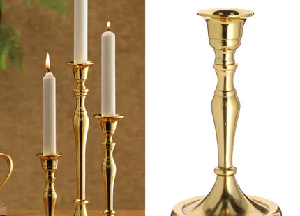 Kleiner Stabkerzenhalter in Gold - Schickes Wohnaccessoire, ca. 17cm Höhe TK Gruppe® Grosshandel 