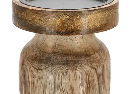 Kleiner Stumpenkerzenhalter aus Mangoholz, 10cm - Charmantes Deko-Element TK Gruppe® Grosshandel 