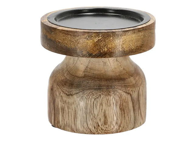 Kleiner Stumpenkerzenhalter aus Mangoholz, 10cm - Charmantes Deko-Element TK Gruppe® Grosshandel 