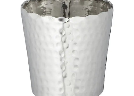 Kleiner Übertopf, Silber mit Wellenkante, Gehämmert, Ca. 10 cm Durchmesser - Eleganter Pflanzenhalter TK Gruppe® Grosshandel 