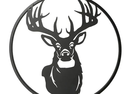 Kleiner Wandhänger Hirschkopf, Rund, Schwarz, 40 cm Durchmesser – Dekorativ TK Gruppe® Grosshandel 