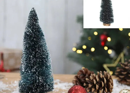 Kleiner Weihnachtsbaum mit Schneeeffekt und Holzfuß, Grün, Höhe ca. 20 cm TK Gruppe® Grosshandel 