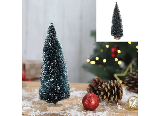 Kleiner Weihnachtsbaum mit Schneeeffekt und Holzfuß, Grün, Höhe ca. 20 cm TK Gruppe® Grosshandel 