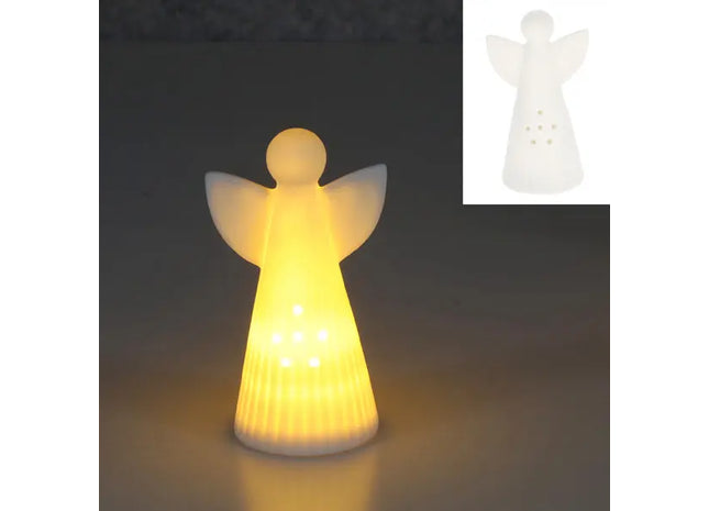 Kleiner Weißer LED-Engel - Himmlische Leuchtdeko, 13 cm Hoch TK Gruppe® Grosshandel 