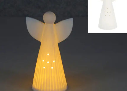 Kleiner Weißer LED-Engel - Strahlende Lichtdekoration, 18 cm Hoch TK Gruppe® Grosshandel 