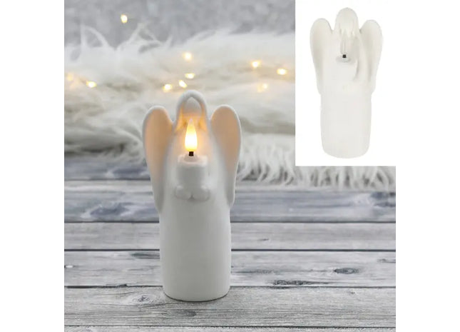 Kleiner Weißer LED-Engel, ca. 14cmH - Beleuchtete Dekoration für Zarte Akzente TK Gruppe® Grosshandel 