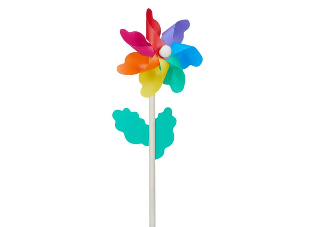 Kleines Buntes Windrad 'Flower', 30 cm Höhe, 11 cm Durchmesser – Perfekt für den Garten TK Gruppe® Grosshandel 