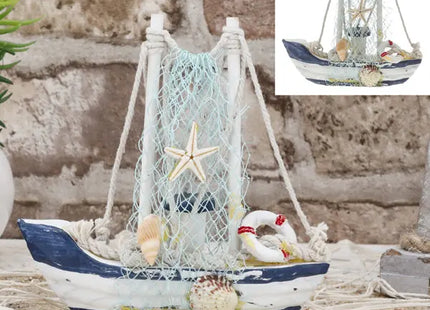 Kleines Fischerboot-Modell mit Netz, 12x12x4 cm – Ideal für Sammler & Deko TK Gruppe® Grosshandel 