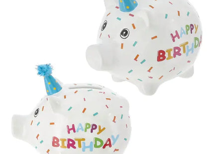 Kleines Happy Birthday Sparschwein, ca. 14x12 cm – Ideales Spar-Geschenk TK Gruppe® Grosshandel 