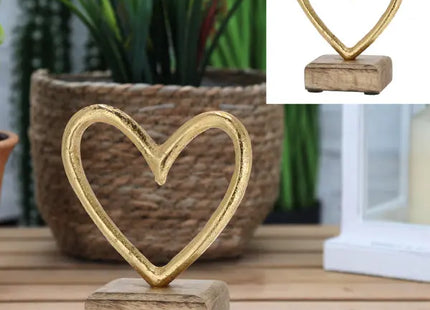 Kleines Herz auf dekorativem Sockel, goldfarben, 10x10cm – Perfekt für elegante Dekoration und Geschenke TK Gruppe® Grosshandel 