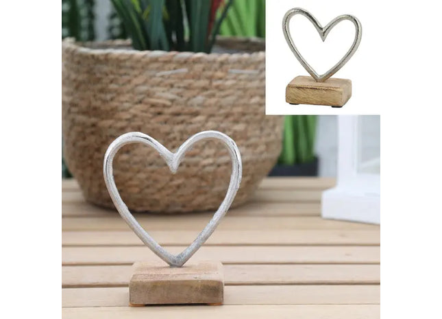 Kleines Herz auf silberfarbenem Sockel, 10x10cm – Perfekt für stilvolle Dekoration und Geschenkideen TK Gruppe® Grosshandel 