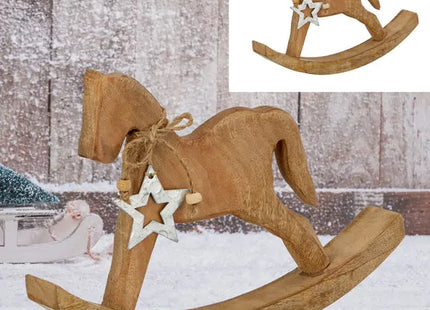 Kleines Holz-Schaukelpferd, 17cm Höhe – Klassisches Kinderzimmer-Dekor TK Gruppe® Grosshandel 