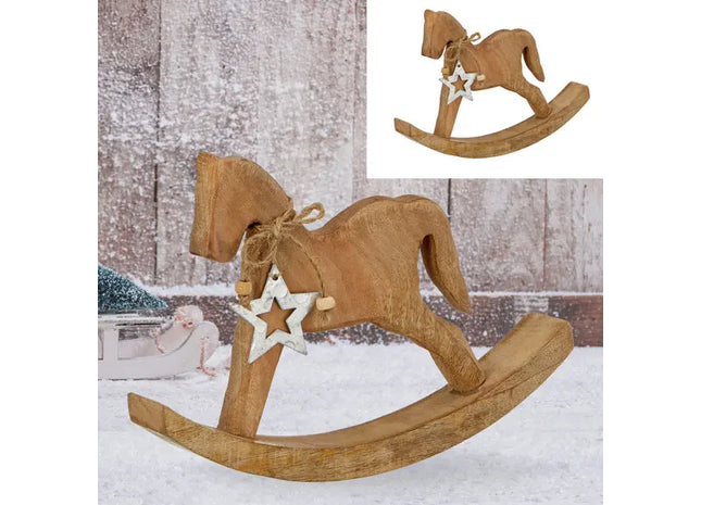Kleines Holz-Schaukelpferd, 17cm Höhe – Klassisches Kinderzimmer-Dekor TK Gruppe® Grosshandel 