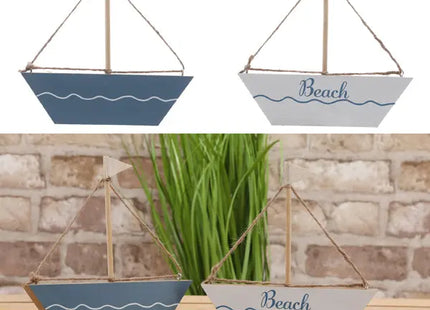 Kleines Holzboot Deko-Set, 2 Stück, 16cm – Maritimer Wohnschmuck TK Gruppe® Grosshandel 