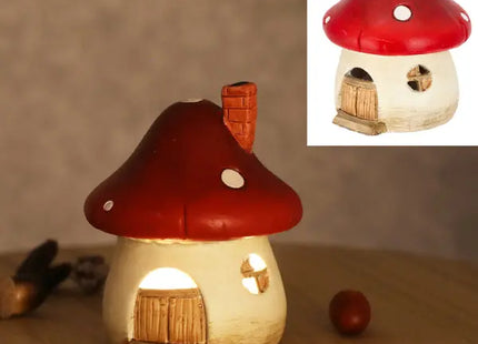 Kleines LED Pilzhaus – Leuchtendes Feenhaus Dekor, ca. 9x12cm, Verzauberte Wohnaccessoires TK Gruppe® Grosshandel 