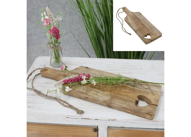 Kleines Mangoholz Schneidebrett mit Herz, ca. 40cm - Charmantes Küchenutensil TK Gruppe® Grosshandel 
