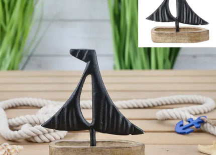 Kleines Schwarzes Aluminiumboot, Mango-Design, Höhe ca. 17 cm – Modernes Dekor TK Gruppe® Grosshandel 