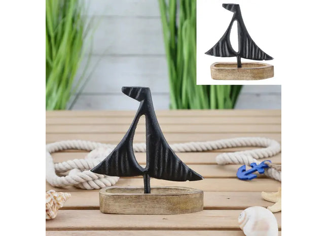 Kleines Schwarzes Aluminiumboot, Mango-Design, Höhe ca. 17 cm – Modernes Dekor TK Gruppe® Grosshandel 
