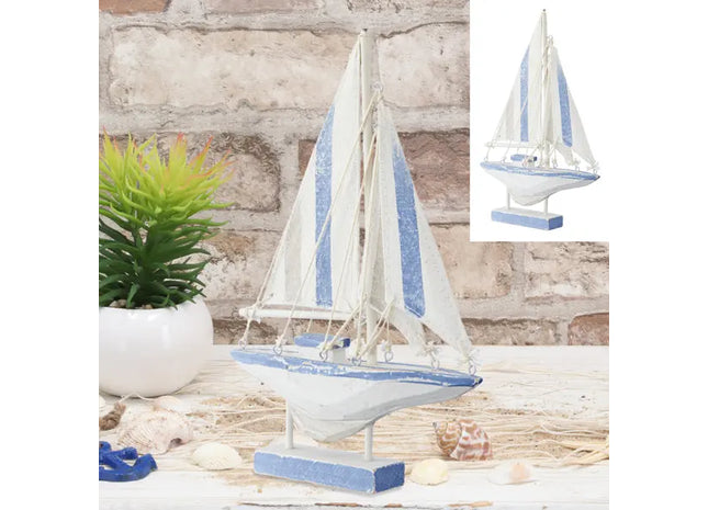 Kleines Segelboot-Modell, ca. 21,5 cm - Kompaktes maritimes Dekor TK Gruppe® Grosshandel 