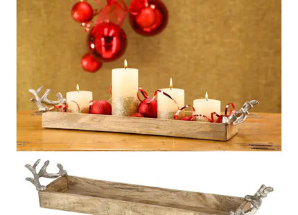 Kleines Serviertablett mit Geweihgriffen - Rustikale Eleganz, ca. 60x13cm TK Gruppe® Grosshandel 