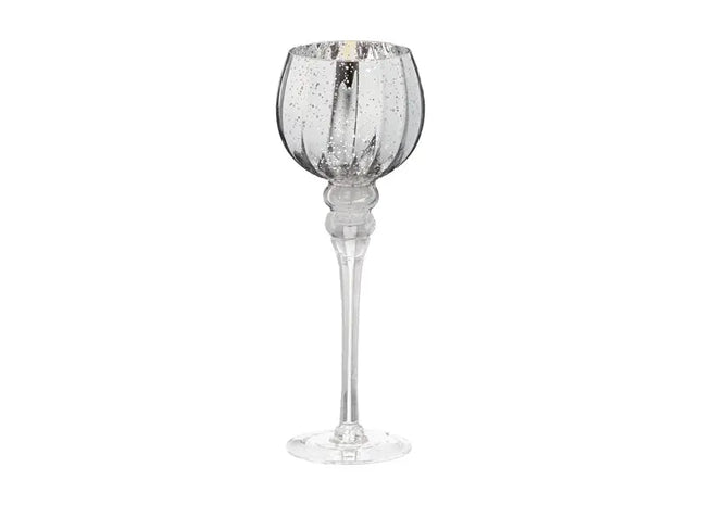 Kleines Windlicht auf Sockel, Silber - Dekorative Lampe, 20 cm Höhe TK Gruppe® Grosshandel 