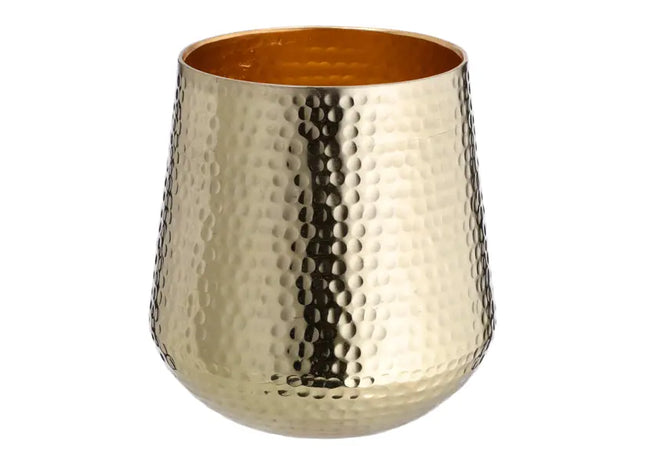 Kleines Windlicht in Gold, Gehämmerte Optik, ca. 14 cm Höhe TK Gruppe® Grosshandel 