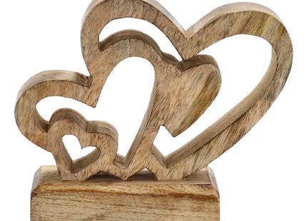 Kleines goldenes Herz auf Sockel, Mangoholz, 11cm - Zierliches Dekorationsstück TK Gruppe® Grosshandel 