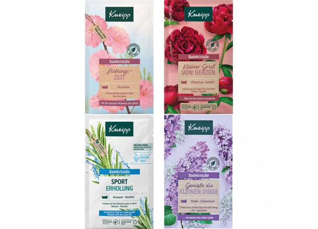 Kneipp Badekristalle Sortiment, 60g, 4 Verschiedene Düfte, Wellnessbad TK Gruppe® Grosshandel 