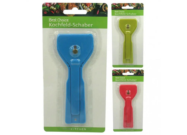Kochfeldschaber in 4 modernen Farben, 13cm, Robustes Reinigungswerkzeug TK Gruppe® Grosshandel 