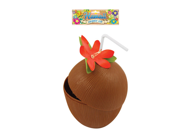 Kokosnuss Trinkbecher Mit Blume & Strohhalm, Bunte Auswahl TK Gruppe® Grosshandel 