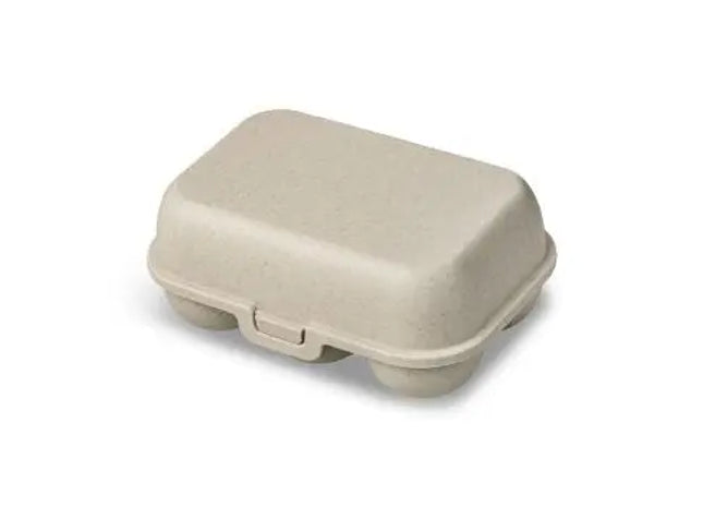 Kompakte EGGS TO GO MINI Eierbox - Natur Wüstensand, Nachhaltiger Eierbehälter für unterwegs TK Gruppe® Grosshandel 