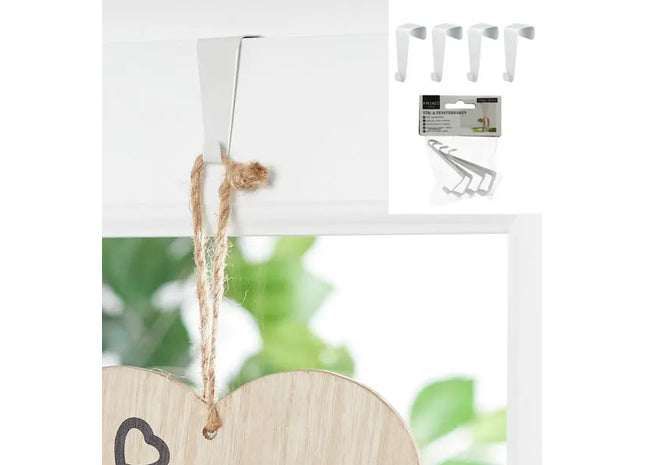 Kompakte Weiße Tür- und Fensterhaken - 4er Set, 4cm Hoch TK Gruppe® Grosshandel 