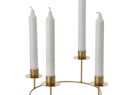 Kompakter DIY Adventskranz mit Stabkerzenhaltern, Gold, 25x10 cm TK Gruppe® Grosshandel 