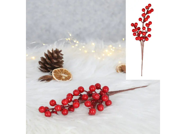 Kompakter Roter Beerenzweig, Dekoratives Naturdetail, Ca. 30cm Hoch TK Gruppe® Grosshandel 