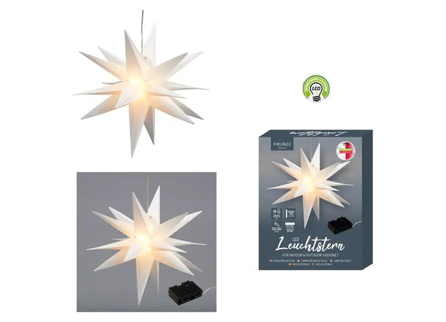 Kompakter faltbarer LED-Stern für den Außenbereich in Weiß, Ø 35 cm TK Gruppe® Grosshandel 