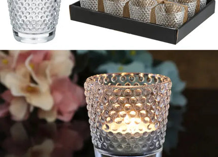 Kompaktes Glas-Windlicht, 6,5cm Hoch, Zartes Teelicht für Dekoration TK Gruppe® Grosshandel 