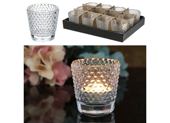 Kompaktes Glas-Windlicht, 6,5cm Hoch, Zartes Teelicht für Dekoration TK Gruppe® Grosshandel 