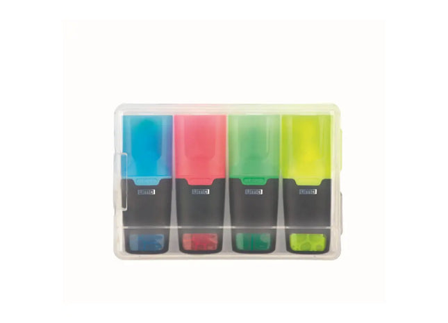 Kompaktes Liqeo Mini Highlighter 4er Set - Vielfarbiges Markierungsset TK Gruppe® Grosshandel 