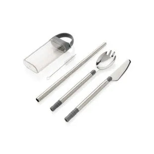 Kompaktes On-The-Go Besteck in Silber-Grau: Mobil & Wiederverwendbar TK Gruppe® Grosshandel 