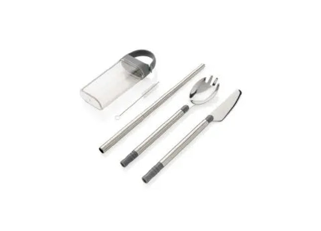 Kompaktes On-The-Go Besteck in Silber-Grau: Mobil & Wiederverwendbar TK Gruppe® Grosshandel 