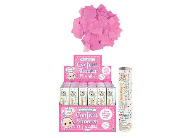 Konfetti-Kanone It'S A Girl, Rosa Papierstreifen, 20cm - Perfekt für Baby-Party TK Gruppe® Grosshandel 